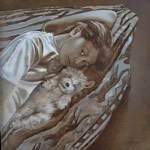 Marlène Stevers 2008 - Ons lieve puppie 35x35 olieverf op paneel