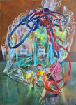 Marlène Stevers 2021 - End plastic soup 69x50, olieverf op paneel